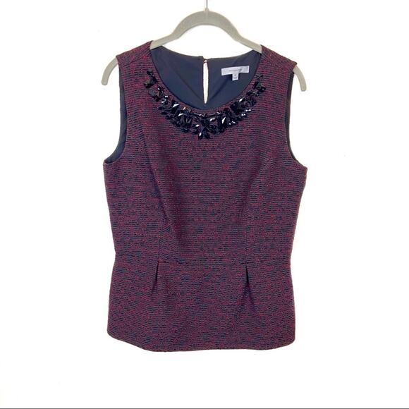 Classiques Entier Top Shirt Size M Sleeveless Bejeweled Red Black Special Event - Picture 1 of 13